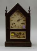 Mahogany Sharp Gothic or Steeple Clock by New Haven