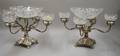 Pair of Silver Plated and Crystal Epergne Table Centerpieces