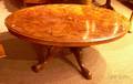 George II Style Oval Inlaid and Burl Veneer Low Table