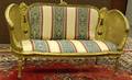 Louis XVI Style Caned and Upholstered Carved Giltwood Settee