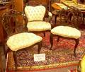 Set of Eight Victorian Rococo Revival Style Upholstered Carved Mahogany Dining Chairs