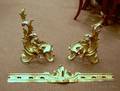 Pair of Goldpainted Rococostyle Cast Iron Cherub Figural Chenet with Fender