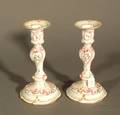 Pair of Enameled Earthenware Candlesticks