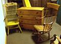 Pine FourDrawer Chest and Two Boston Rockers