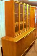 Midcentury Modern John Stuart Facade Walnut TwoPart Breakfront