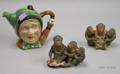 Two Japanese Painted Ceramic Three Monkeys Figural Groups and a Beswick Sairey Gamp Character Teapot