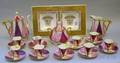 George Briard Gilt Glass Divided Dish a Twentyone Piece Decorated Porcelain Coffee Set a Neoclassical Giltm