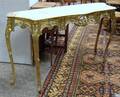 French Rococo Style Marbletop Cast Brass Serpentine Console Table