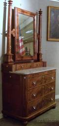 Empire Marbletop Mahogany Veneer Mirrored Dresser