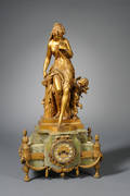 French Giltmetal Figural Mantel Clock Depicting the Legend of Psyche and Cupid