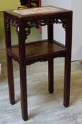 Chinese Marbleinset Carved Hardwood Stand