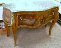 Louis XV Vernis Martin Style Marbletop Brassmounted Genre Scene Painted and Veneered OneDrawer Commode