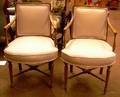 Pair of Frenchstyle Neoclassical Upholstered Walnut Armchairs