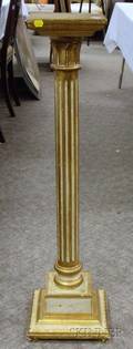 Venetianstyle Partialgilt and Painted Wooden Pedestal