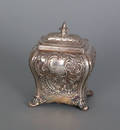 Edinburgh repousse silver caddy 18431844