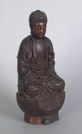 Carved wooden figure of Buddha early 19th c