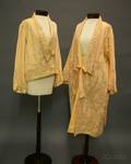 Vintage 1920s30s Quilted and Painted Silk Housecoat and Matching Robe