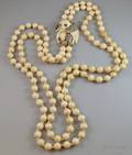 Asian Doublestrand Ivory Beaded Necklace with Panda and Bamboo Pendant