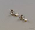 Pair of Art Deco Style 14kt White Gold Cultured Pearl and Diamond Earrings
