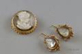 14kt Gold Seed Pearl and Carved Motherofpearl Cameo Suite