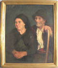 American oil on canvas portrait of a man and woman