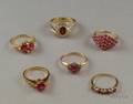Six Assorted Gold and Gemset Rings