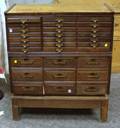Yawman and Erbe Oak TwoStack ThirtyDrawer Flat File