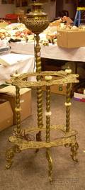Late Victorian Cast Brass and Onyx Kerosene Piano LampTable