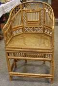 Asian Bamboo Armchair with Caned Seat