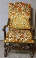 Baroquestyle Upholstered Carved Walnut Armchair