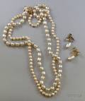 Vintage Miriam Haskell Pearl Necklace and Matching Earrings