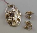 Georg Jensen USA Sterling Silver Acorn Brooch and a Pair of Similar Sterling Silver Earrings