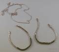 Pair of Sterling Silver and Emerald Bracelets and a Silver Chain