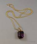 14kt Gold and Amethyst Pendant on 14kt Gold Chain
