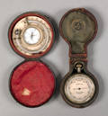 Cased brass pocket barometer