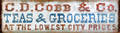 Painted pine trade sign for CD Cobb  Co Teas  Groceries