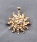 Antique 14kt Gold and Diamond Starburst PendantBrooch