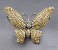 18kt Blackened Gold Diamond and Colored Diamond Butterfly Brooch