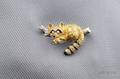 18kt Gold Platinum Diamond and Enamel Raccoon Brooch McTeigue