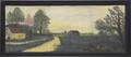 Massive American oil on board primitive landscape signed  Paree 24