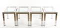 Set of 4 MCM Buffed Steel Glass Top Tables