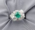 Platinum Emerald and Diamond Ring
