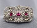 Art Deco Platinum Synthetic Ruby Ruby and Diamond Brooch