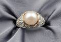 Edwardian Pearl and Diamond Ring Marcus  Co