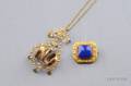 Antique High Karat Gold and Lapis Brooch