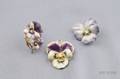 Two Art Nouveau 14kt Gold and Enamel Pansy Brooches
