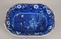 Blue Staffordshire entree dish 19th c