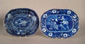 Two blue Staffordshire platters 19th c