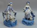 Pair of Blue Enameled Porcelain Figures