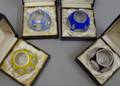Four Baccarat Sulfide Overlay Paperweights